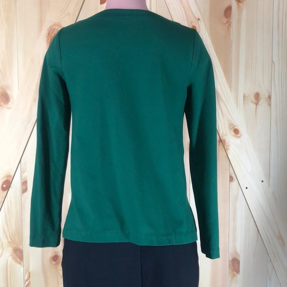 J Jill Top Blouse Womens XSmall Grenn Ponte Round Neck Long Sleeve Knit… - Picture 13 of 16